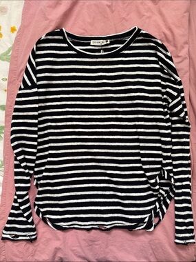 Jackson Rowe Black and White Striped Crewneck Top